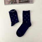 AURACASA Daily Women 5 Pairs Socks 07. Blue Flower Set