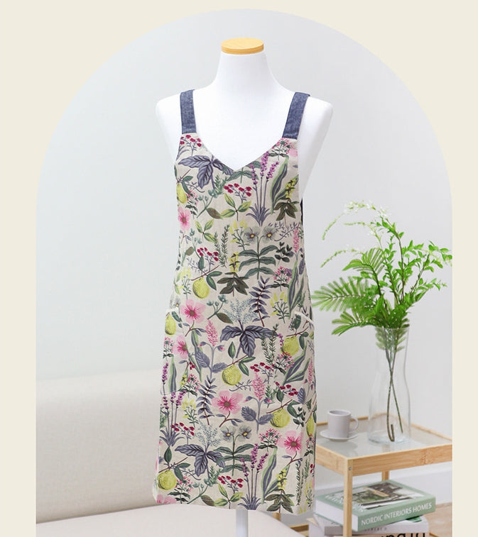 AURACASA Ramie Flower Waterproof Apron