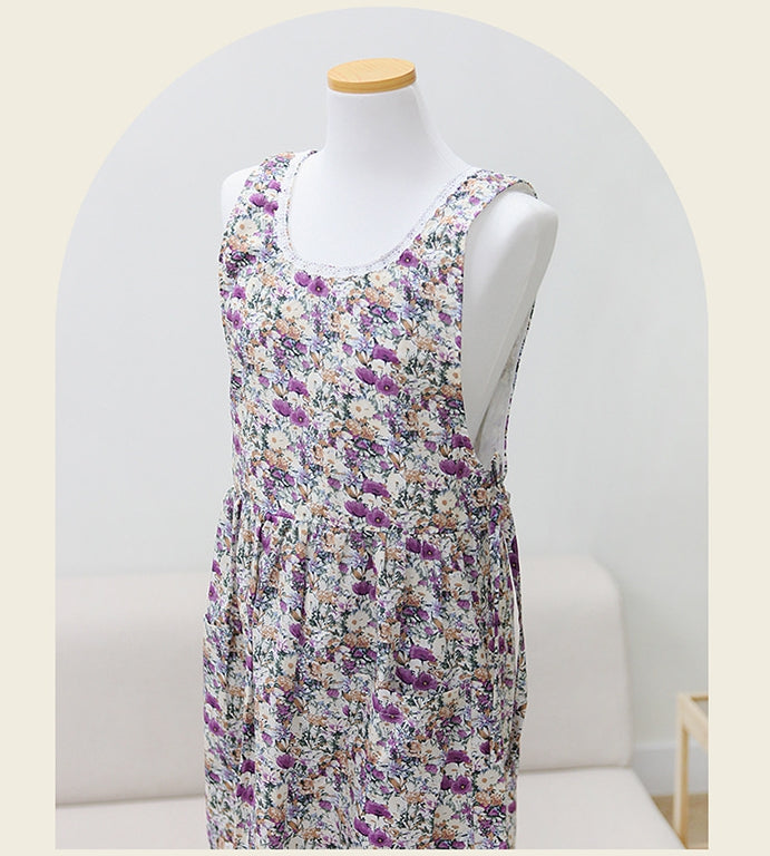 Beauty Watercolor Flower Long Apron