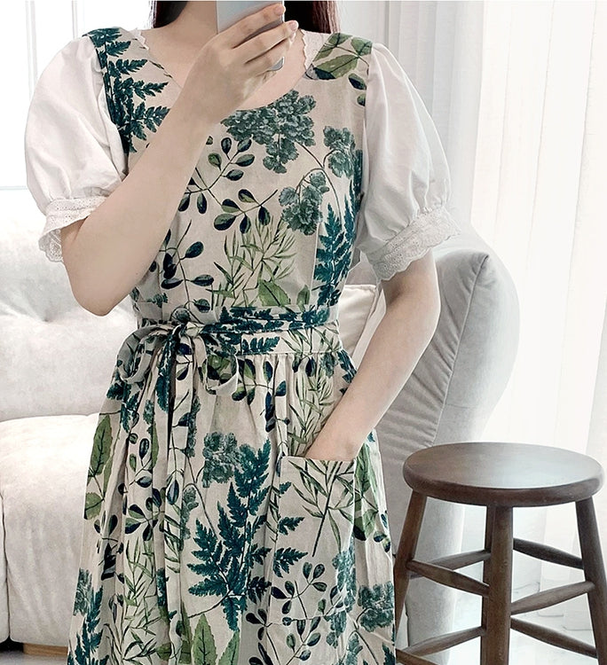 AURACASA | Beauty Olive long apron | 올리브 롱 앞치마 | Apron for women 