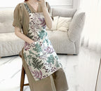 AURACASA | Beauty Olive apron High quality printed linen | 올리브 앞치마