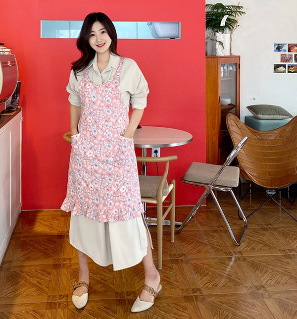 AURACASA Cherry-blossom frill Waterproof Apron