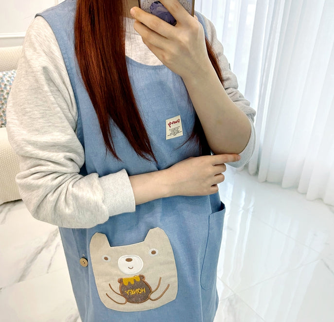 AURACASA Gomgom's Pocket Button Apron 곰곰이 포켓 옆단추 앞치마