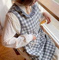 AURACASA pink gray black plaid brushed fleece winter kitchen apron with waterproof lining