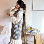 AURACASA Checked Winter Cold Apron 체크 기모 겨울 앞치마 last one