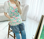 AURACASA Hydrangea mini denim frill apron 수국 미니 데님프릴앞치마