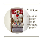 AURACASA Cute Gift Women 5 Pairs Socks Red Set 귀여운 5종 양말 레드세트