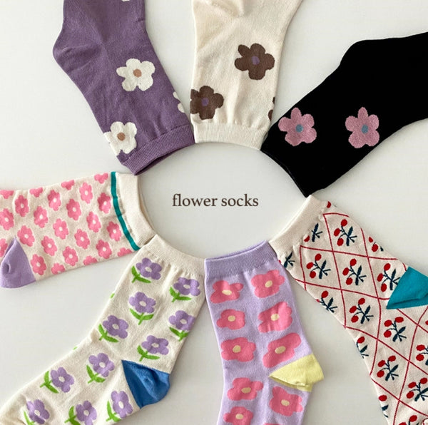 AURACASA  Cute flower socks   귀여운 꽃양말 7종류