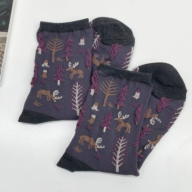 AURACASA Embroidered socks 여자 자수 양말