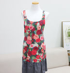 AURACASA Watercolor flower Denim linen mini apron  수채화 플라워 데님 린넨 미니 앞치마