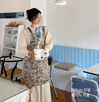 AURACASA Marshall Flower Linen Apron 마샬 플라워 린넨 H형 안감 방수 앞치마