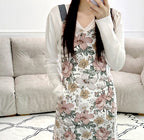 AURACASA Marshall Flower Linen Apron 마샬 플라워 린넨 H형 안감 방수 앞치마