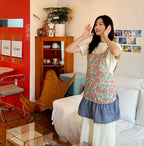 AURACASA Hydrangea mini denim frill apron 수국 미니 데님프릴앞치마