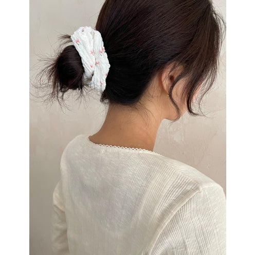 Flower shape hair elastic 4type Bundle  곱창머리끈 곱창밴드 꽃무늬 똥머리밴드 4개
