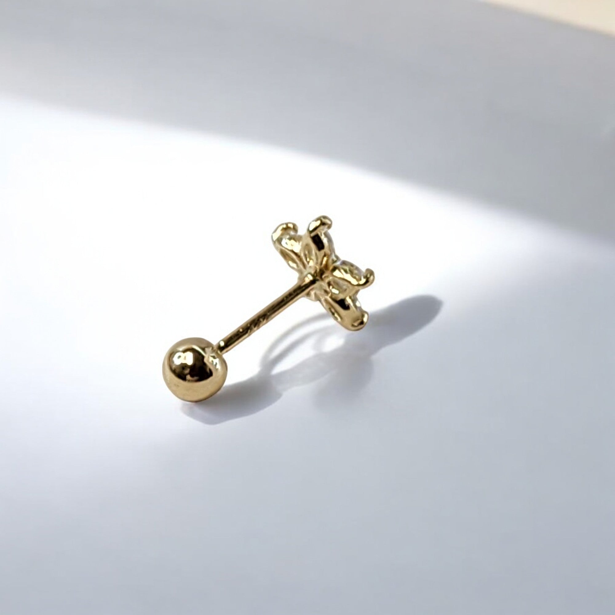 14K Gold Flower Cubic Zirconia  Piercing