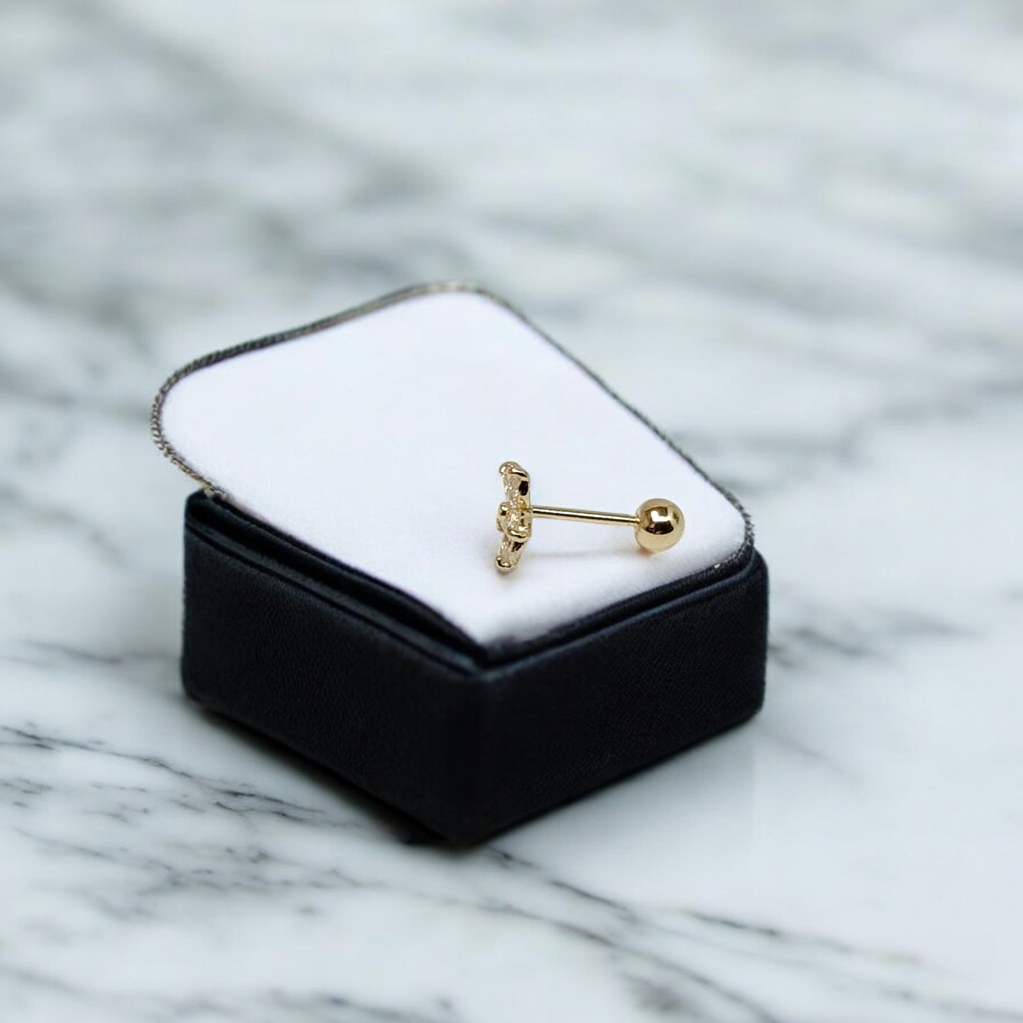 14K Gold Flower Cubic Zirconia  Piercing