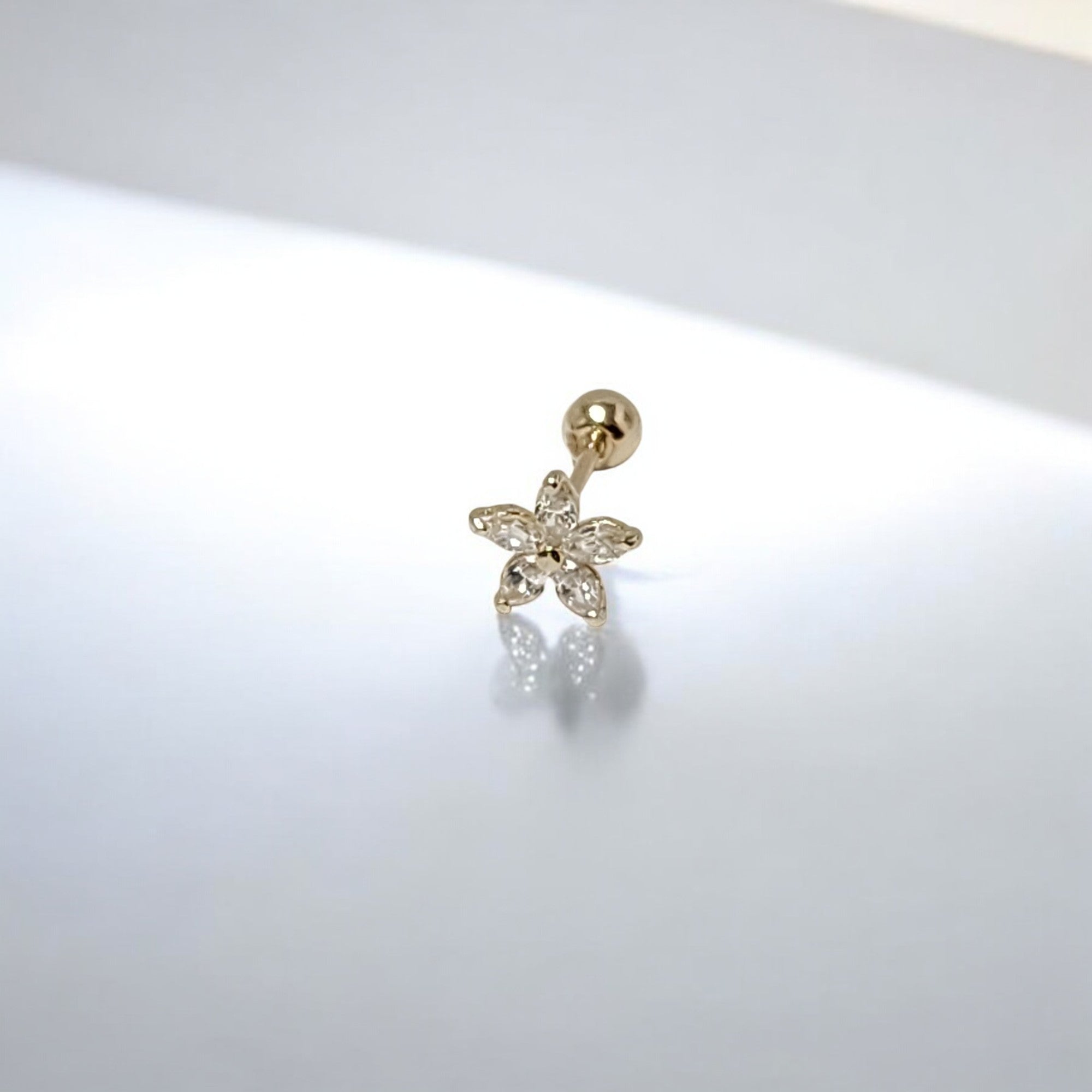 14K Gold Flower Cubic Zirconia  Piercing