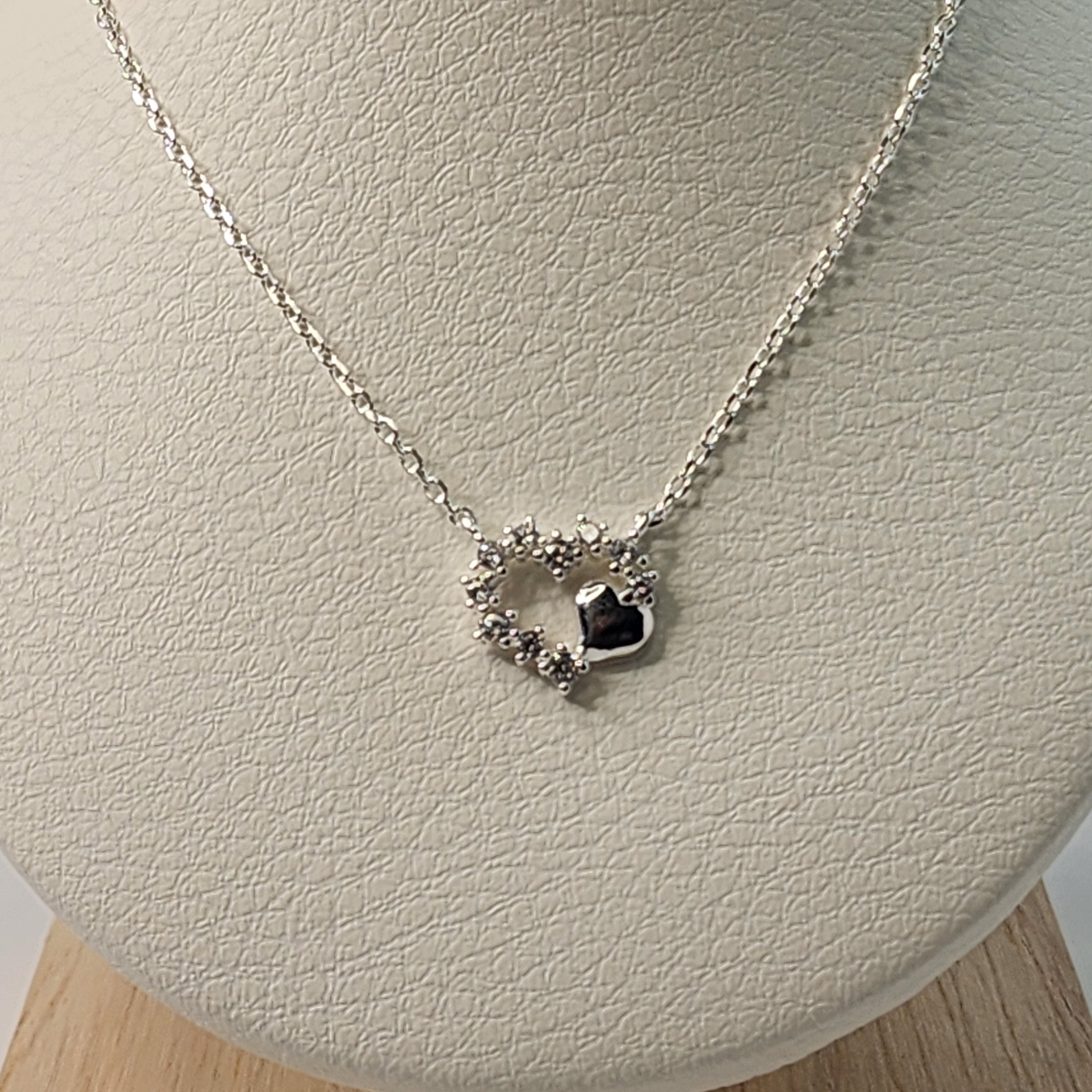 Korean Silver Eternal Heart Sparkle Necklace