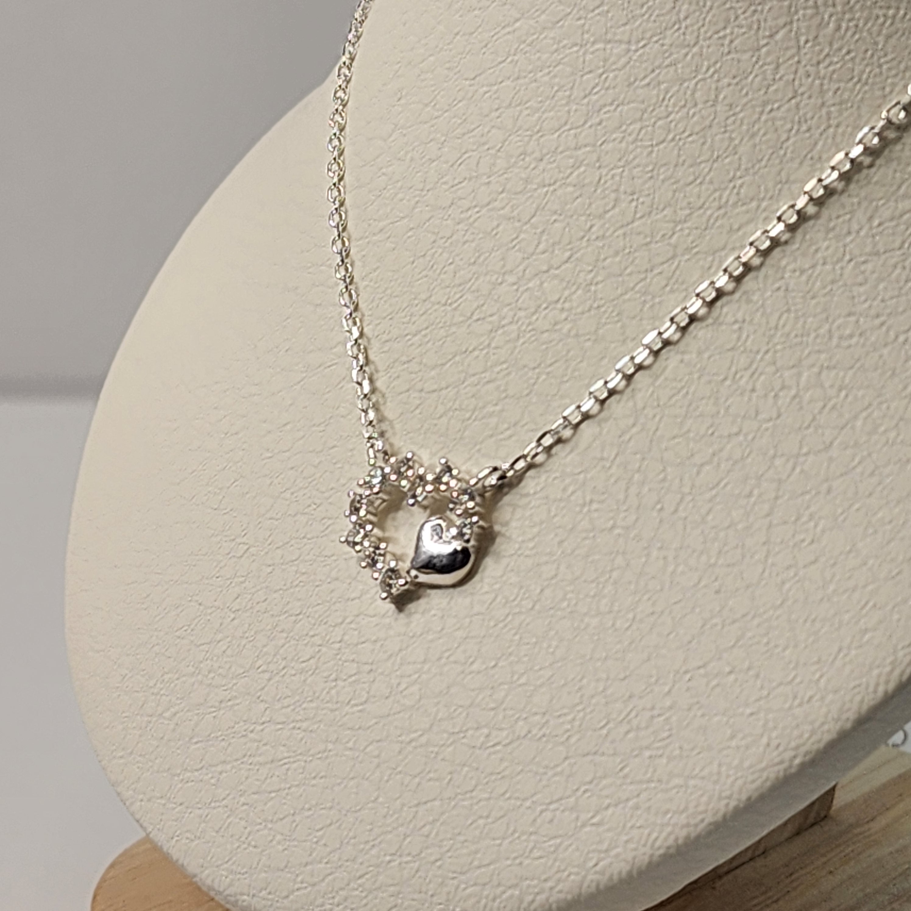 Korean Silver Eternal Heart Sparkle Necklace