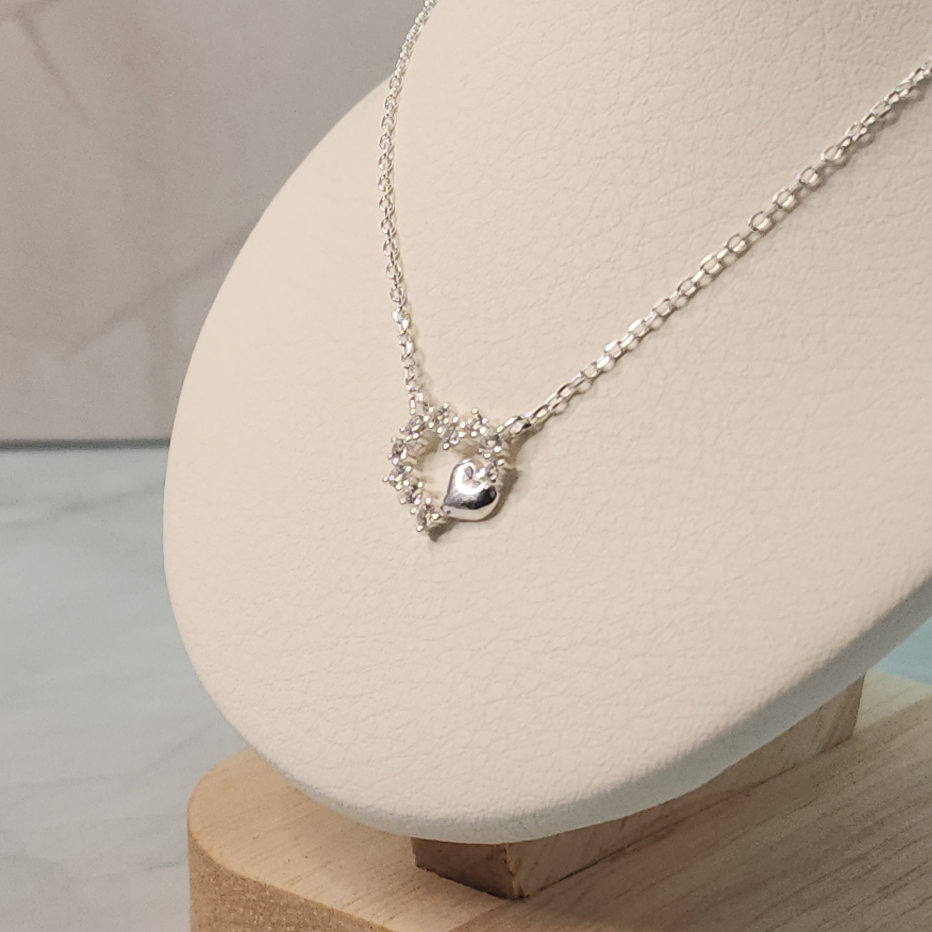 Korean Silver Eternal Heart Sparkle Necklace