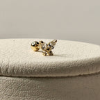 14K Solid Gold Butterfly Piercing with Cubic Zirconia – Dainty & Elegant Korean Jewelry