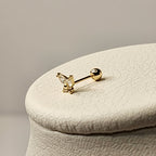 14K Solid Gold Butterfly Piercing with Cubic Zirconia – Dainty & Elegant Korean Jewelry