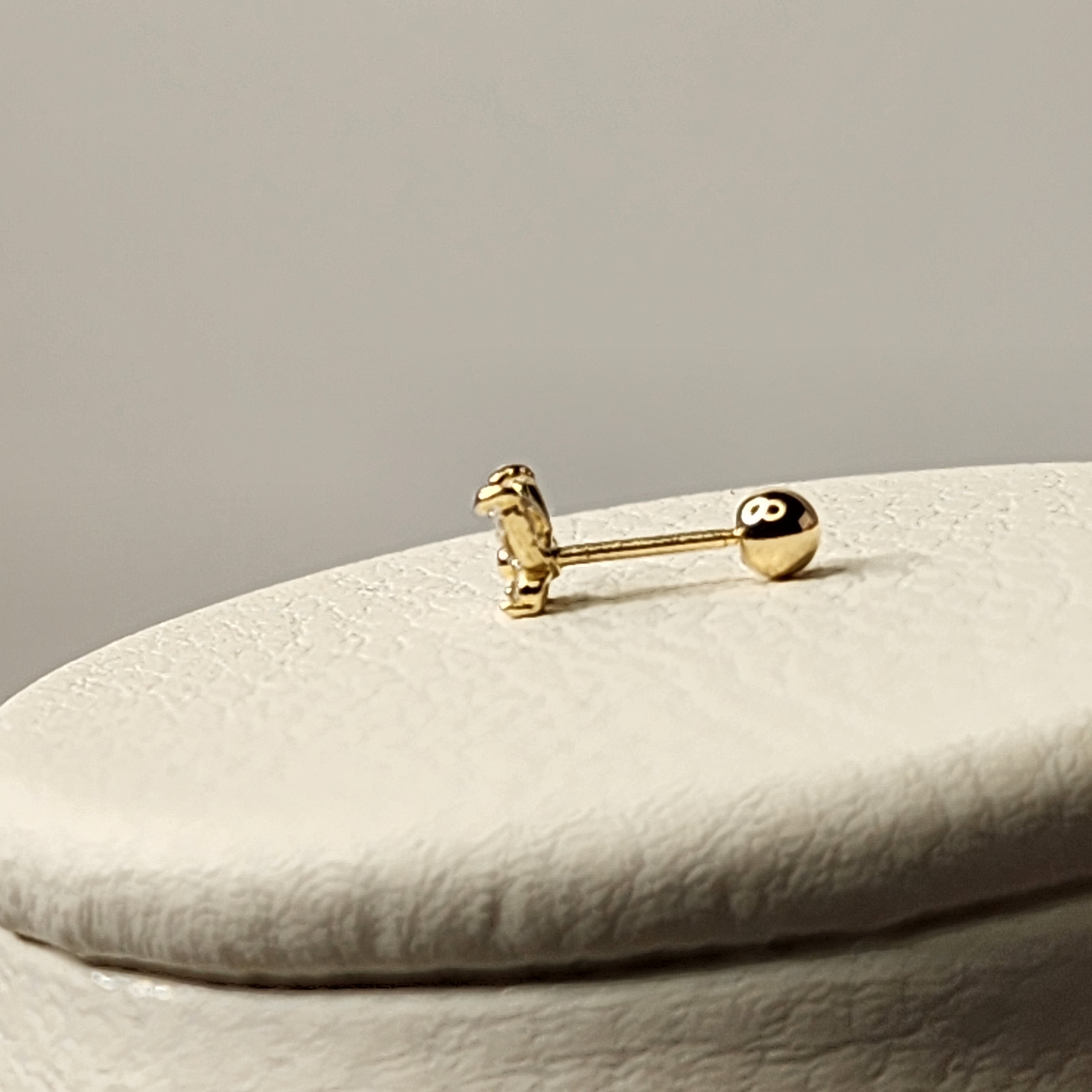 14K Solid Gold Butterfly Piercing with Cubic Zirconia – Dainty & Elegant Korean Jewelry