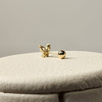 14K Solid Gold Butterfly Piercing with Cubic Zirconia – Dainty & Elegant Korean Jewelry