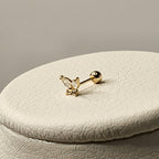 14K Solid Gold Butterfly Piercing with Cubic Zirconia – Dainty & Elegant Korean Jewelry