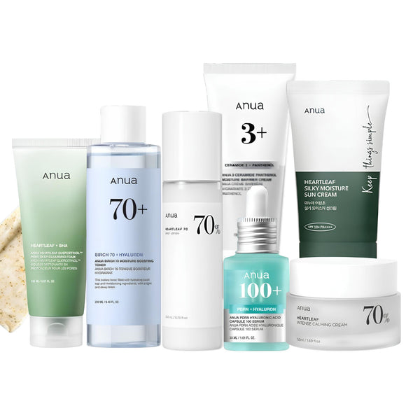 [ANUA] 7-Step Skincare Routine Set – Latest Heartleaf & Hyaluronic Line for Sensitive, Hydrated, Glowing Skin