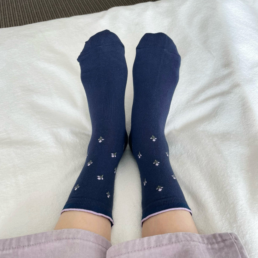 AURACASA Daily Women 5 Pairs Socks 07. Blue Flower Set