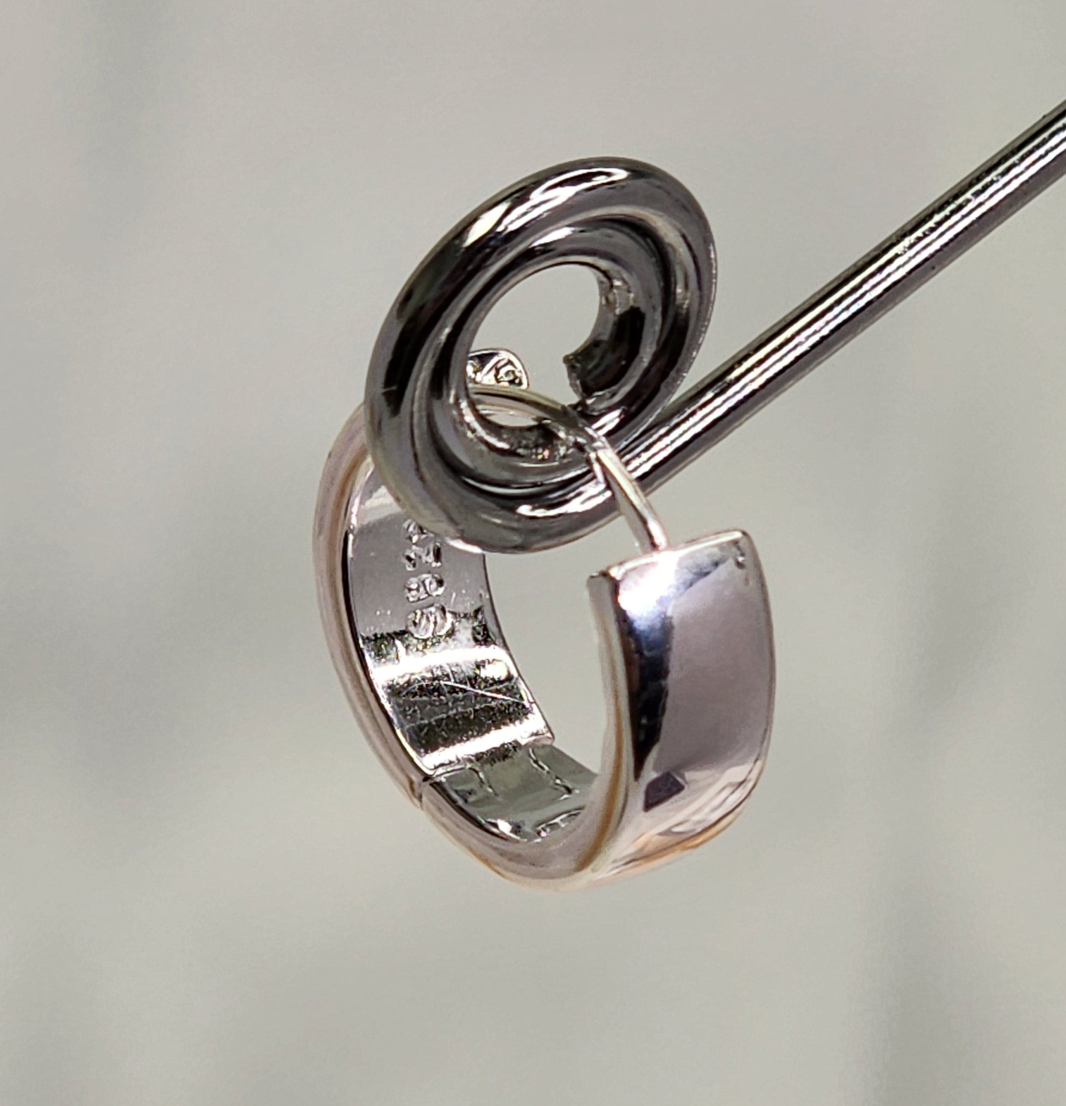 Sterling Silver Hoop Earrings with Black Enamel Inlay | Minimalist and Elegant Design