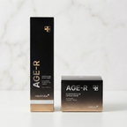 Medicube AGE-R Glutathione Glow Duo skincare set with brightening serum and glow cream bottles