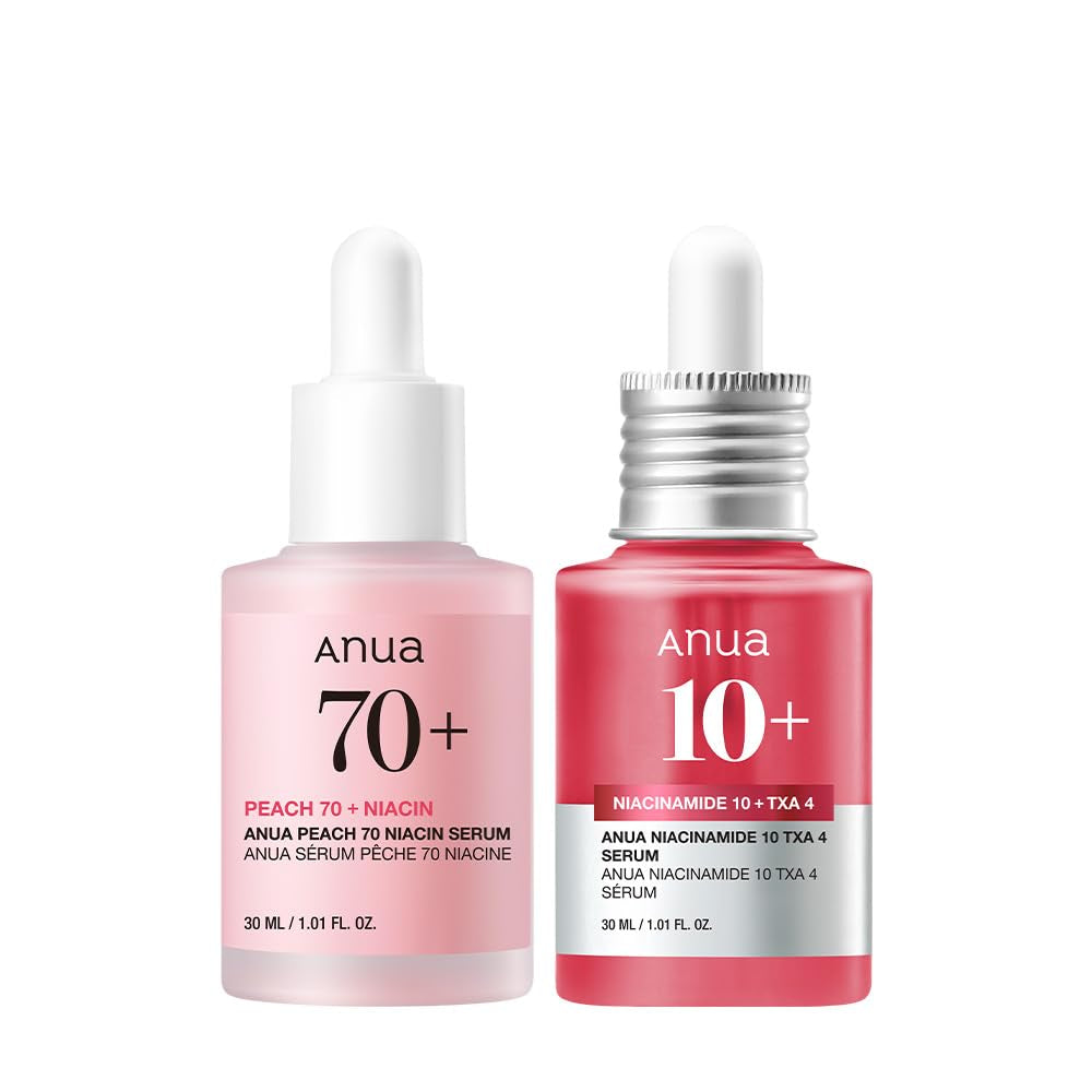 10% Niacinamide + 4% Tranexamic Acid Serum & Peach 70 Niacinamide Serum for Dull Skin, Skin Barrier, Fragrance-Free, Korean Skincare
