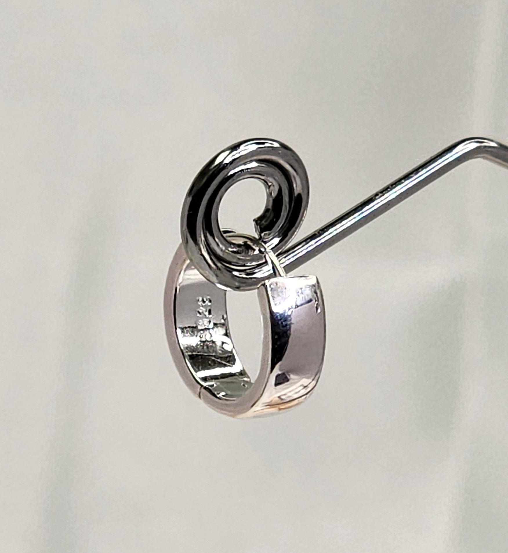 Sterling Silver Hoop Earrings with Black Enamel Inlay | Minimalist and Elegant Design