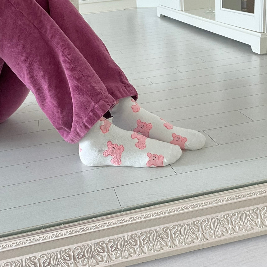 AURACASA Cute Gift Women 5 Pairs Socks Pink Set 귀여운 5종 양말 핑크세트