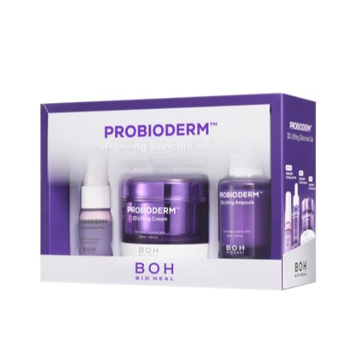 Bioheal Boh Probioderm 3D lifting skincare set with cream mist, lifting cream, and ampoule bottles