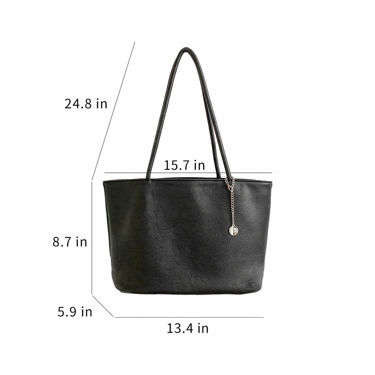 AURACASA Minimal Soft Tote Bag – Daily Shoulder Bag  (Black / Ivory / Sky Blue)