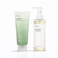 ANUA Heartleaf double cleansing bundle with oil cleanser and foam cleanser bottles for pore care and sensitive skin