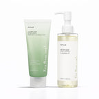 ANUA Heartleaf double cleansing bundle with oil cleanser and foam cleanser bottles for pore care and sensitive skin