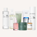 ANUA 8-piece skincare bundle with heartleaf toner, cleansing oil, serums, and moisturizers for sensitive skin