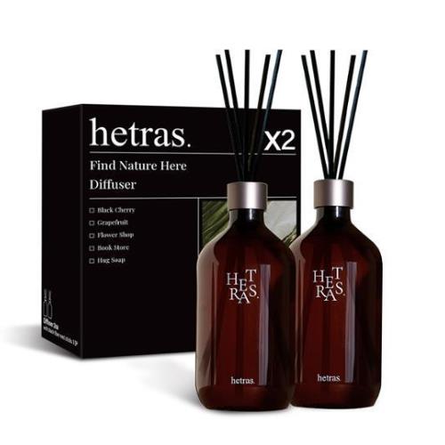 Hetras premium black cherry reed diffuser set two 500ml bottles with elegant packaging for home fragrance