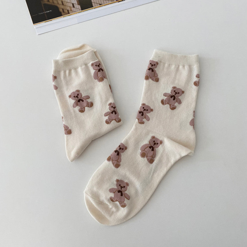 AURACASA Bear cute socks 5type 귀여운 곰 양말 5종