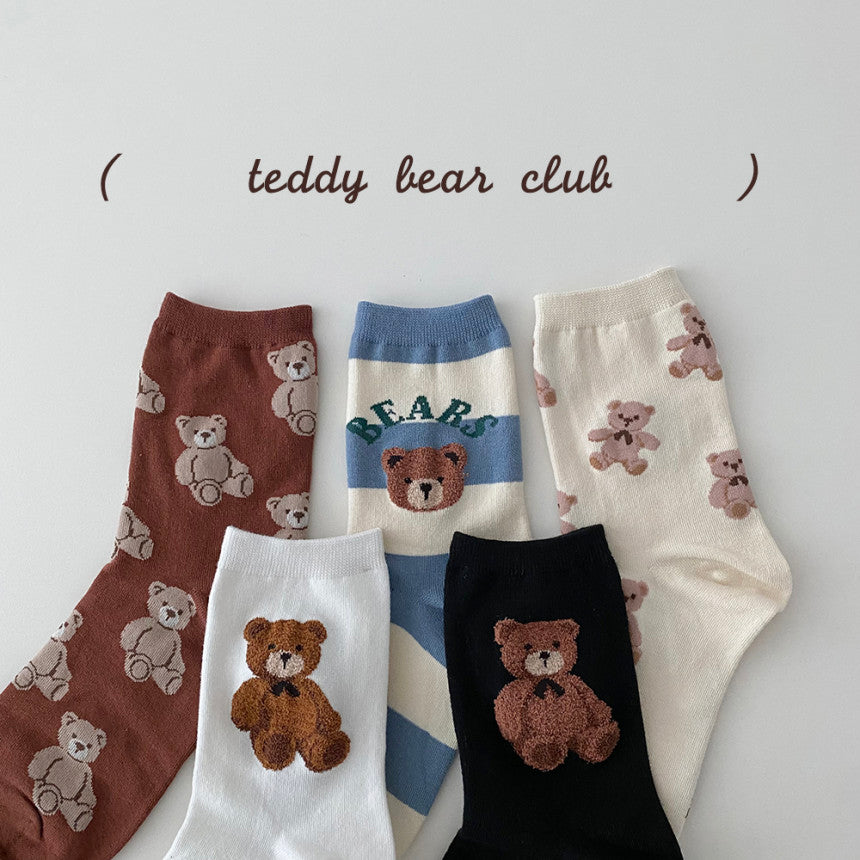 AURACASA Bear cute socks 5type 귀여운 곰 양말 5종