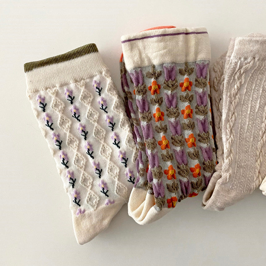 AURACASA Daily Women 5 Pairs Socks 14. Purple Set