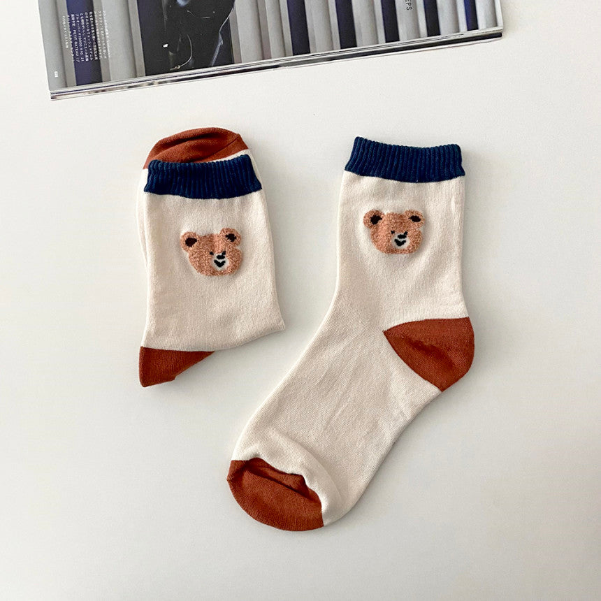 AURACASA Daily Women 5 Pairs Socks 01. Orange Beige Set