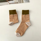 AURACASA Daily Women 5 Pairs Socks 01. Orange Beige Set