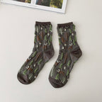 AURACASA Daily Women 5 Pairs Socks 11. Khaki Brown set
