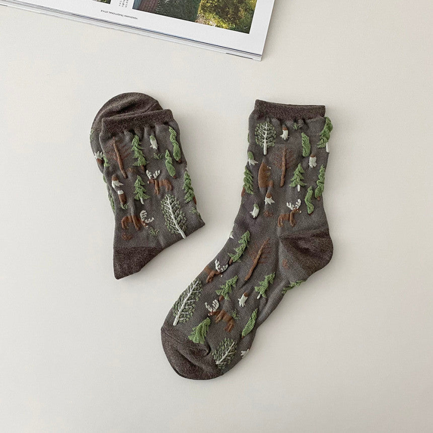 AURACASA Embroidered socks 여자 자수 양말