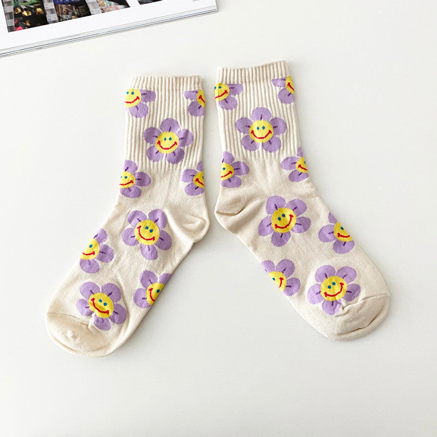 AURACASA Daily Women 5 Pairs Socks 14. Purple Set
